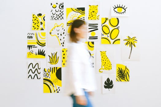 colorful doodle art displayed on a wall