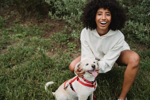 happy pet owner with Doodle